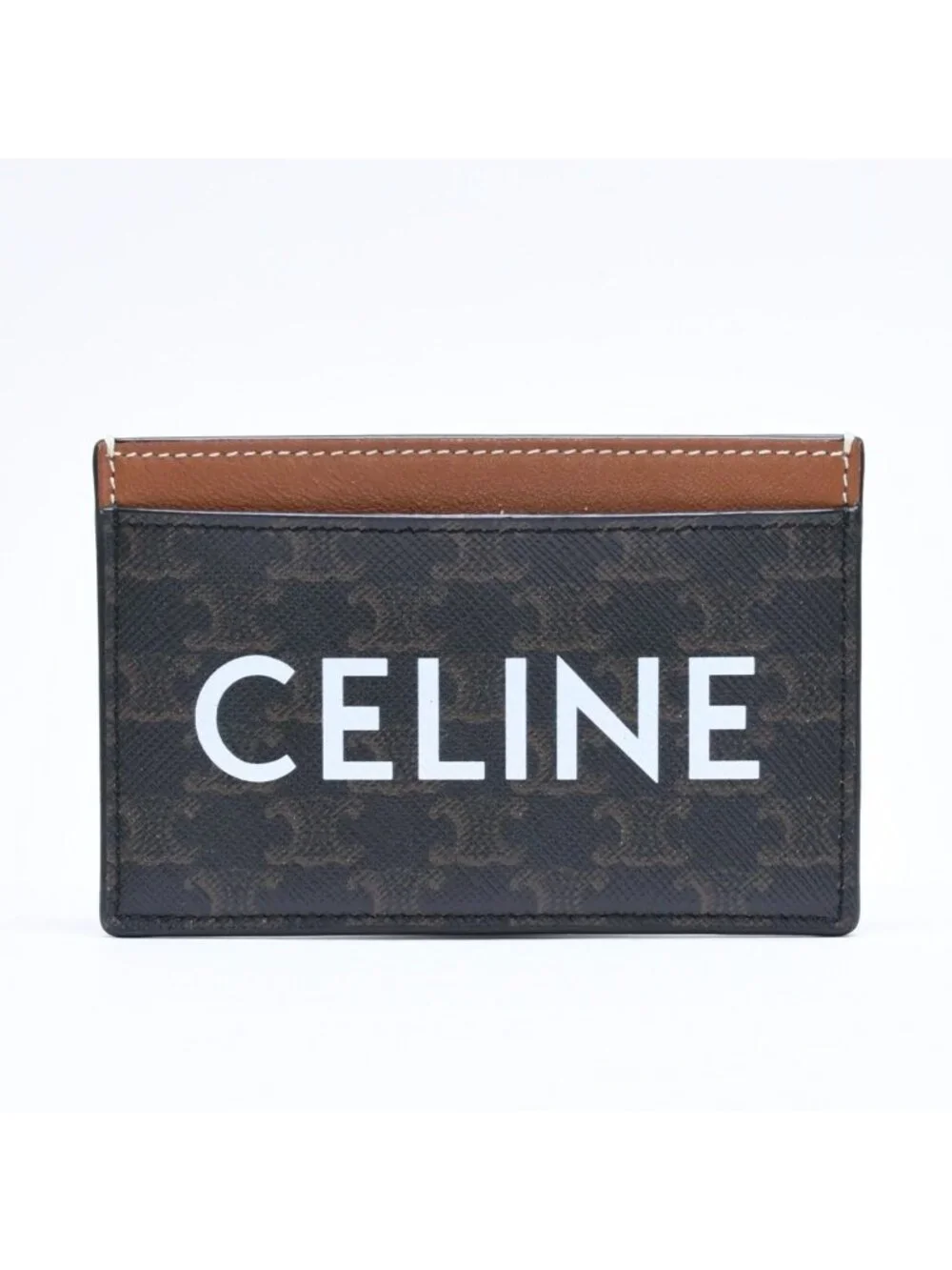 Celine Card Case Triomphe Canvas Brown Black